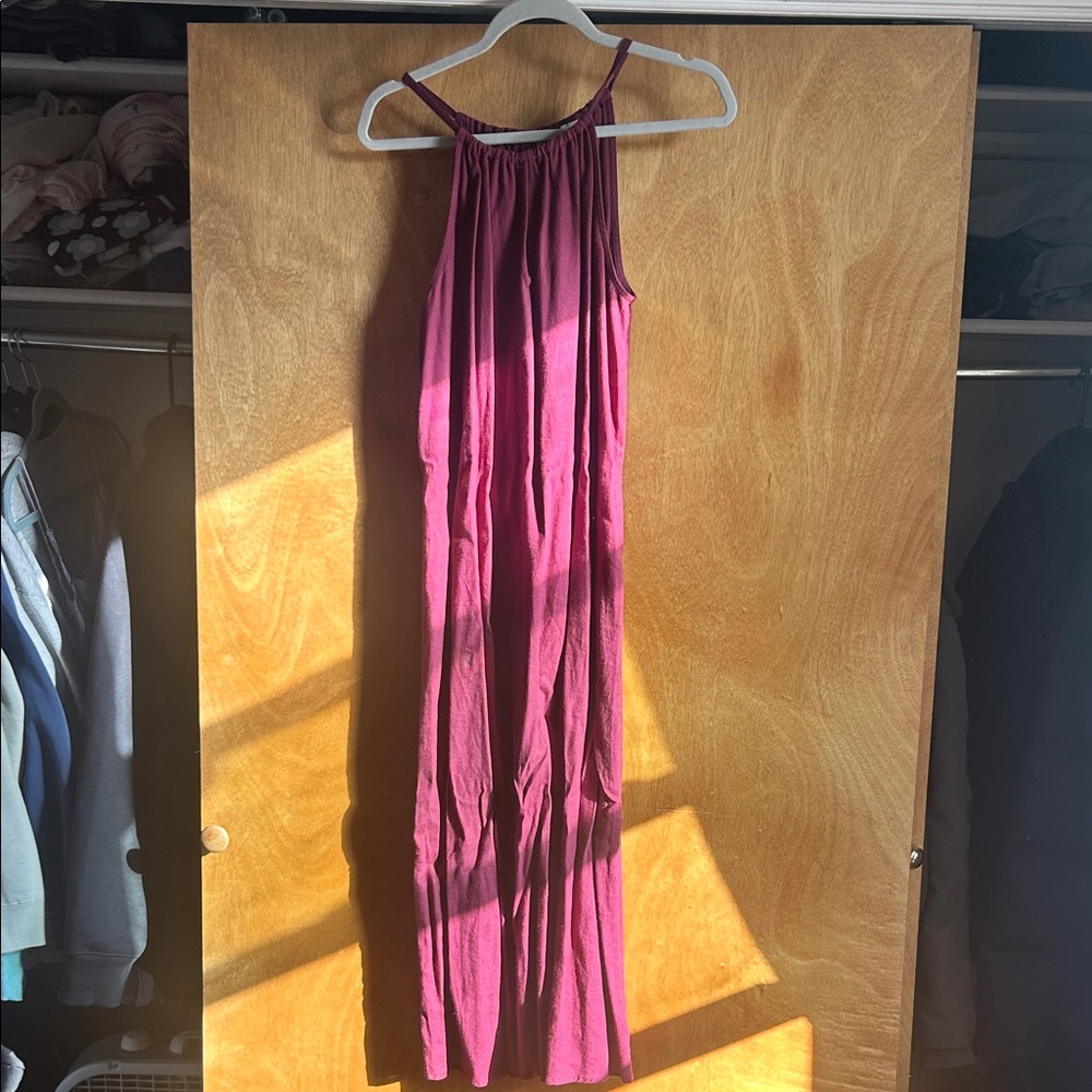 Women's Fuchsia Halter Maxi Dress